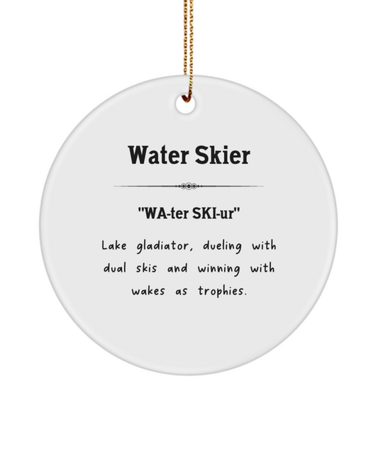 Water Skier Ornament, Water Ski Keepsake, Gift for Skier, Water Sports Ornament, Water Sports Gift, Water Skiing Decor, Water Ski Ornament