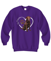 Load image into Gallery viewer, Valentine Chocolate Lab Sweatshirt, Chocolate Lab Mom, Valentine Heart Dog, Valentine Dog Sweatshirt, Gift for Dog Lover

