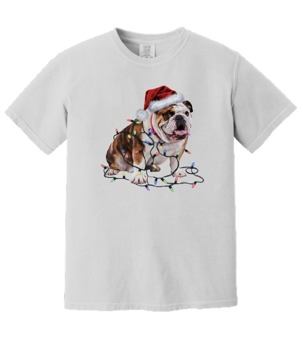 Christmas Bulldog Shirt, Christmas Lights Dog Tee, Christmas Dog Tee, Bulldog Mom Tshirt, Gift for Dog Lover, Bulldog