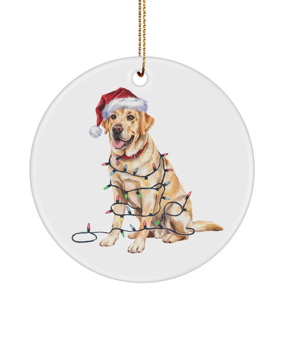 Christmas Yellow Labrador Ornament, Christmas Lights Dog Keepsake, Christmas Dog, Lab Mom, Gift for Dog Lover, Yellow Lab