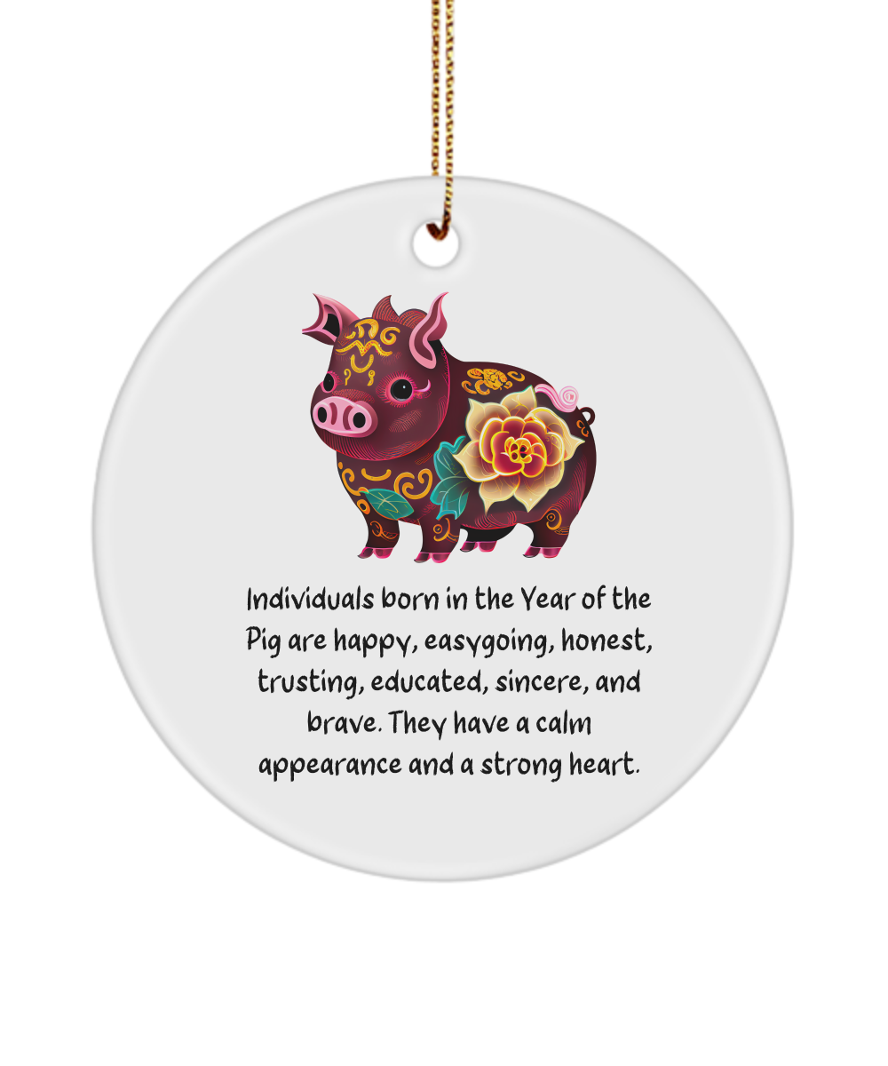 Chinese Zodiac Ornament, Chinese New Year, Chinese Zodiac, Chinese Horoscope, Zodiac Sign, Year of The Pig, Pig Ornament, Zodiac Ornament, Chinese New Year