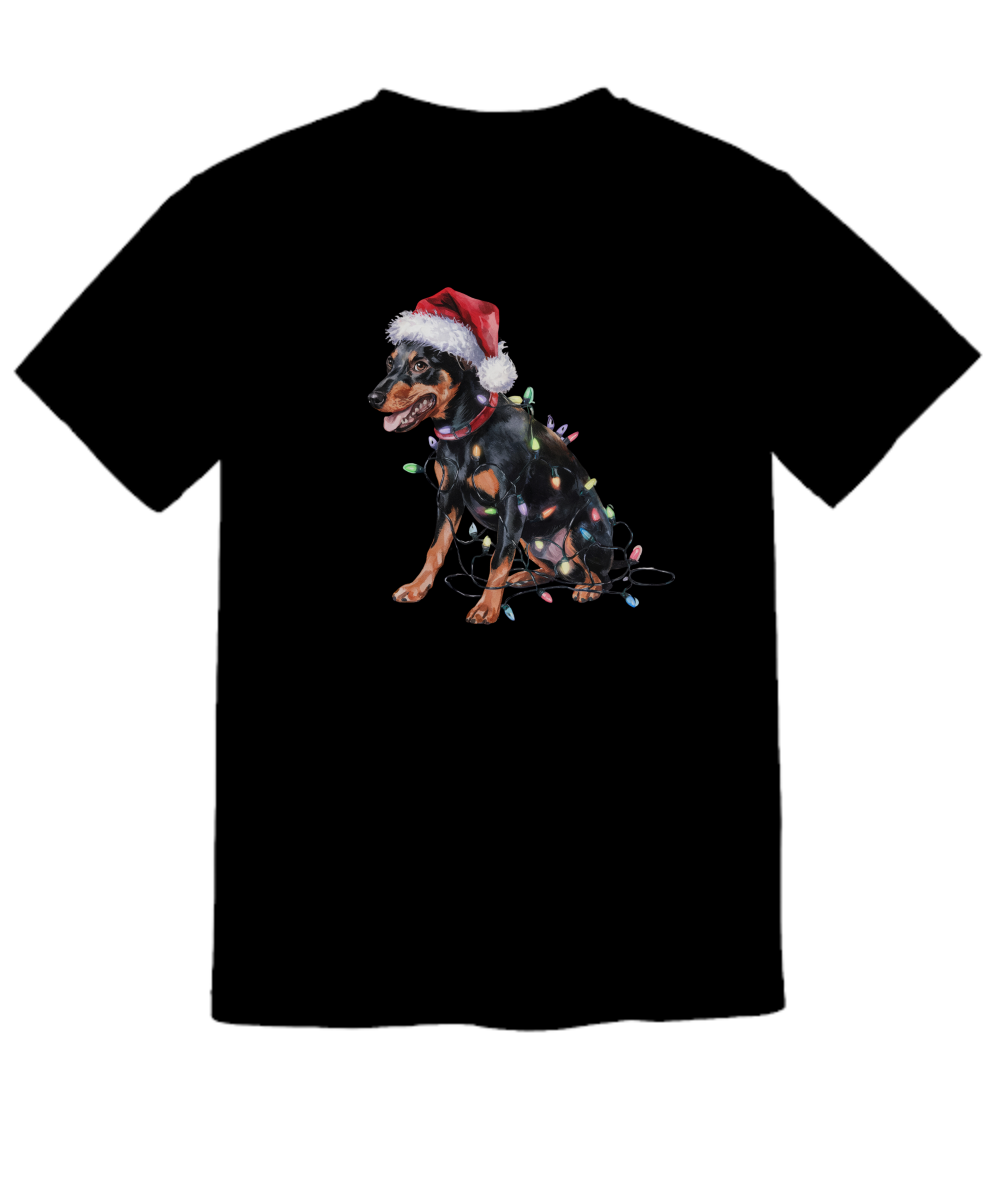 Christmas Miniature Pincher Shirt, Christmas Lights Dog Tee, Christmas Dog Tee, Miniature Pincher Mom Tshirt, Gift for Dog Lover