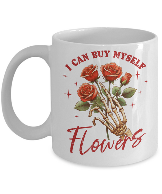 Valentines Day Skeleton Flowers Mug