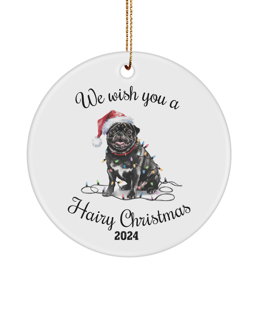 Christmas Pug Ornament, Pug Mom, Christmas Lights Dog Keepsake, Christmas Dog, Gift for Dog Lover, Pug