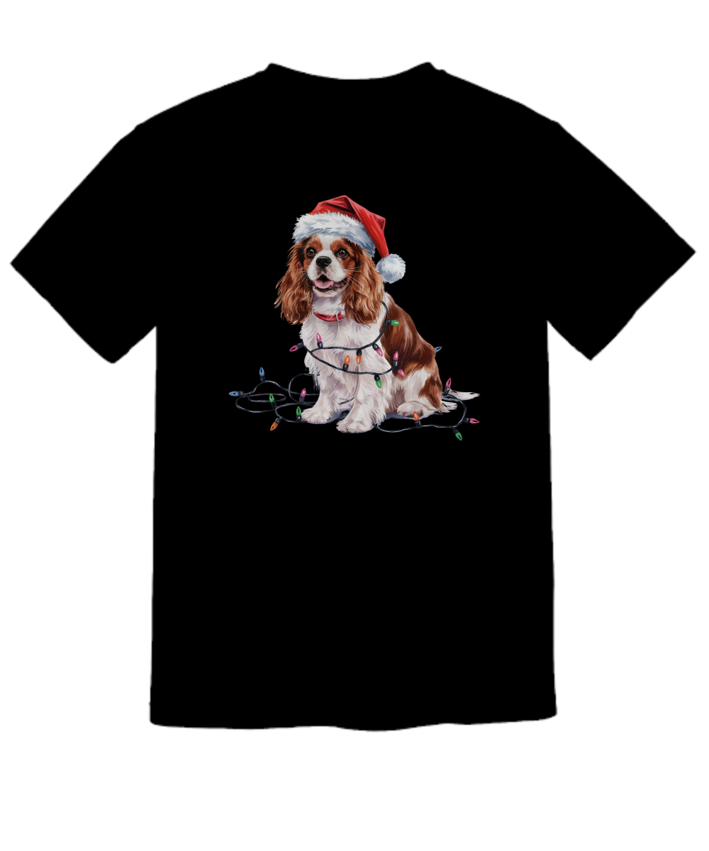 Christmas Cavalier King Charles Spaniel Shirt, Christmas Lights Dog Tee, Christmas Dog Tee, Cavalier Spaniel Mom Tshirt, Gift for Dog Lover