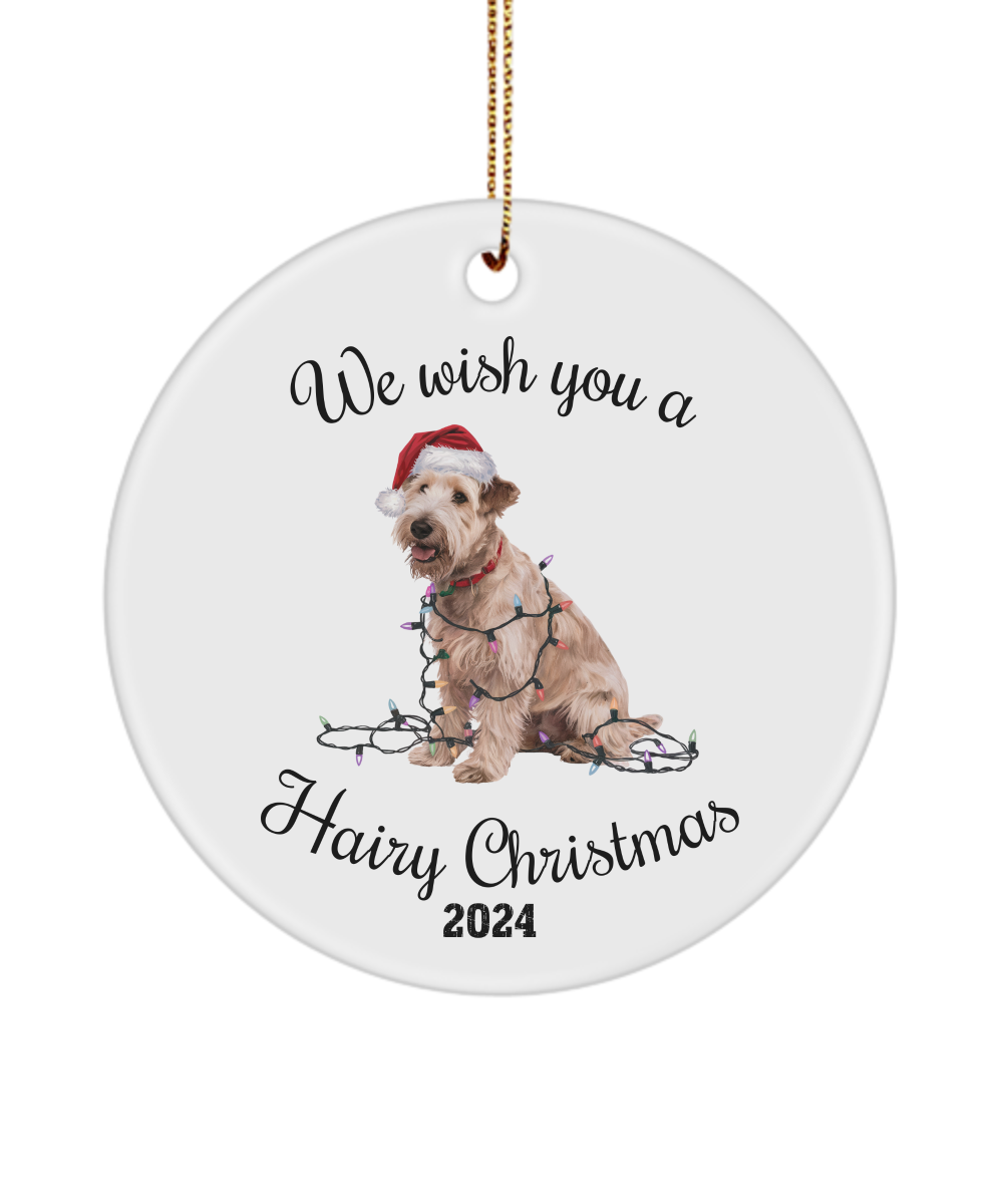 Christmas Soft Coated Wheaten Terrier Ornament, Terrier Mom, Christmas Lights Dog Keepsake, Christmas Dog, Gift for Dog Lover, Wheaten Terrier