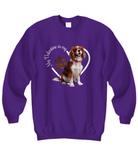 Load image into Gallery viewer, Valentine Cavalier King Charles Spaniel Sweatshirt, Cavalier Spaniel Mom, Valentine Heart Dog, Valentine Dog Sweatshirt, Gift for Dog Lover
