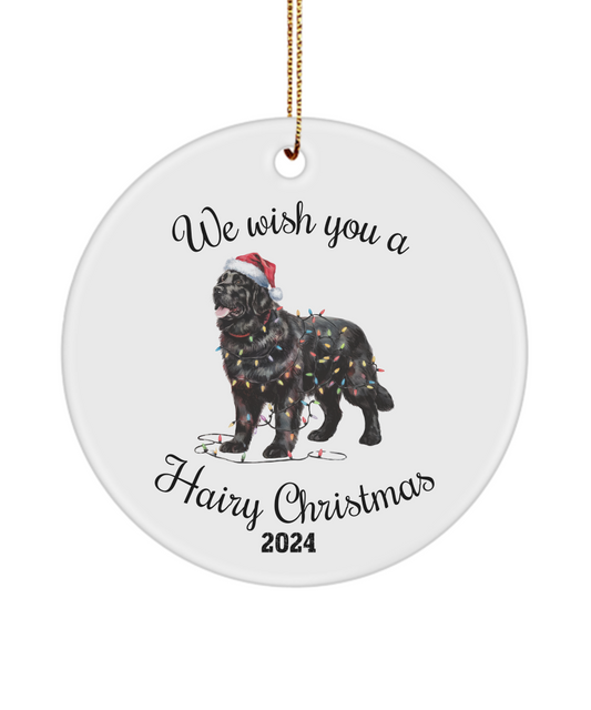 Christmas Newfoundland Ornament, Christmas Lights Dog Keepsake, Christmas Dog, Newfoundland Mom, Gift For Dog Lover, Black Newfoundland