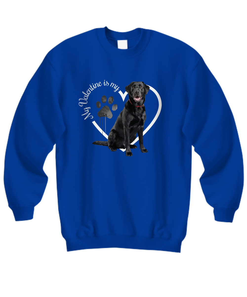 Valentine Black Lab Sweatshirt, Black Lab Mom, Valentine Heart Dog, Valentine Dog Sweatshirt, Gift for Dog Lover