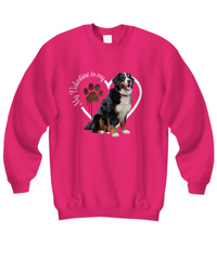 Load image into Gallery viewer, Valentine Bernese Mountain Dog Sweatshirt, Bernese Mom, Valentine Heart Dog, Valentine Dog Sweatshirt, Gift for Dog Lover
