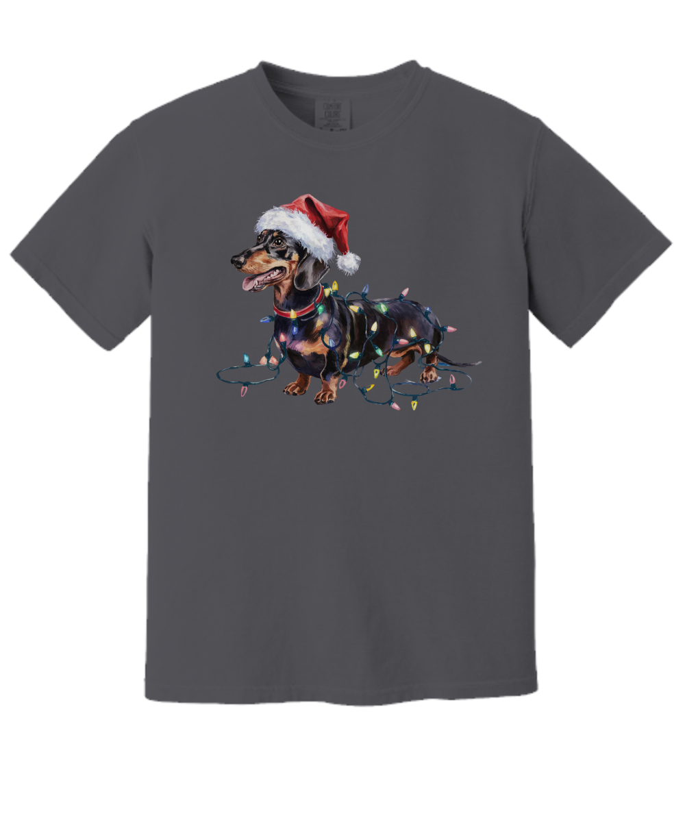 Christmas Dachshund Shirt, Christmas Lights Dog Tee, Christmas Dog Tee, Dachshund Mom Tshirt, Gift for Dog Lover, Dachshund