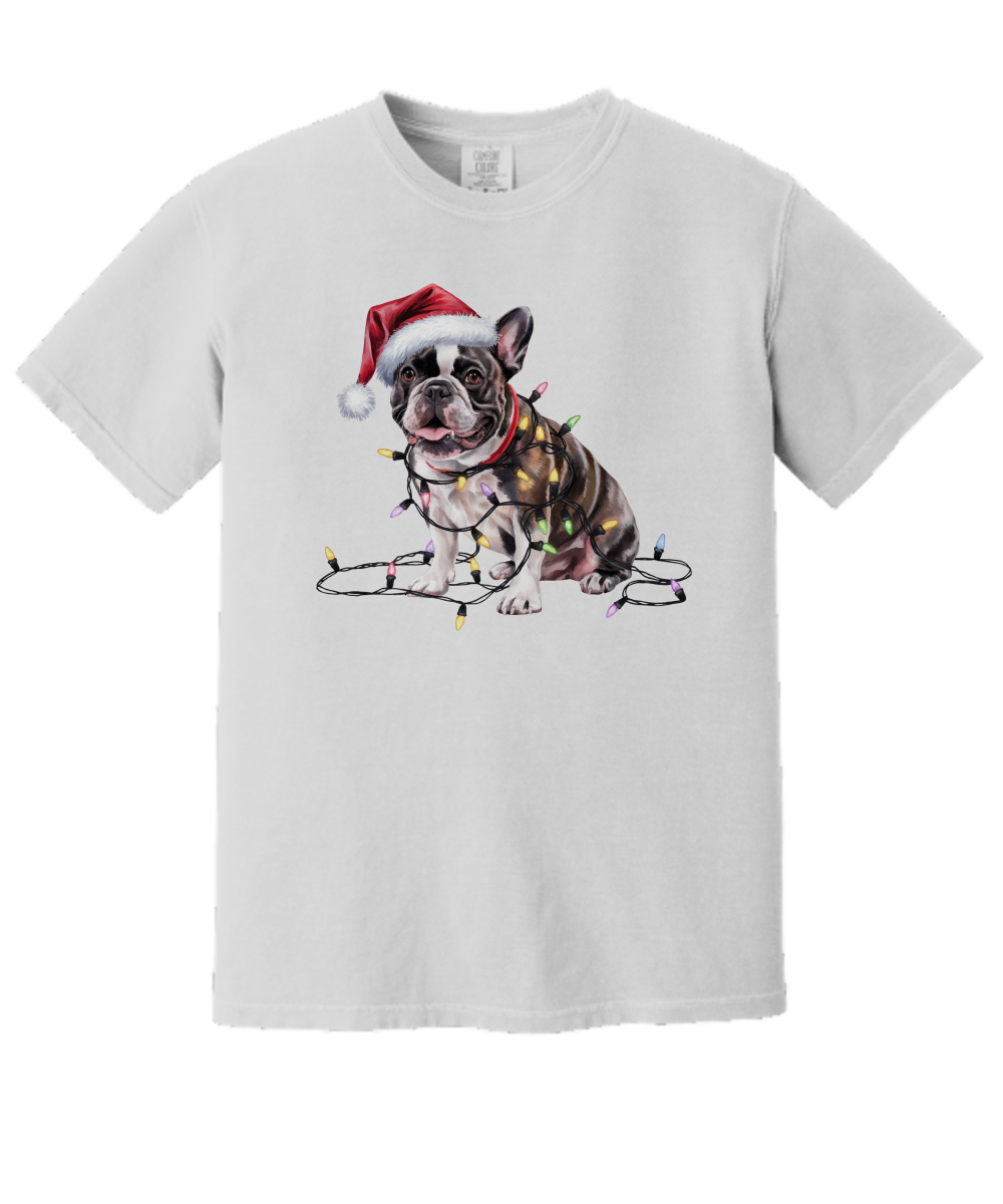 Christmas French Bulldog Shirt, Christmas Lights Dog Tee, Christmas Dog Tee, French Bulldog Mom Tshirt, Gift for Dog Lover, French Bulldog