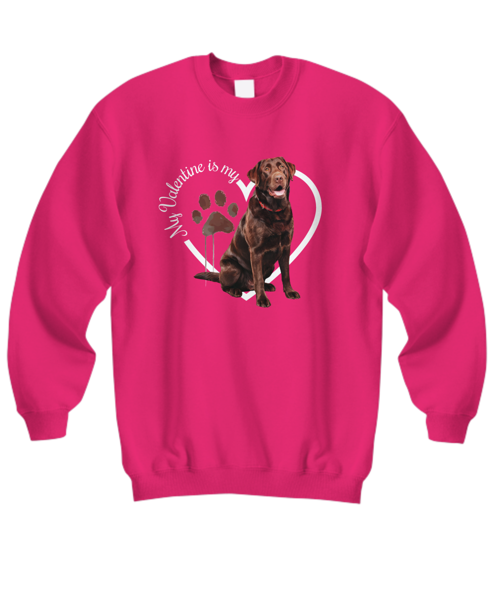 Valentine Chocolate Lab Sweatshirt, Chocolate Lab Mom, Valentine Heart Dog, Valentine Dog Sweatshirt, Gift for Dog Lover