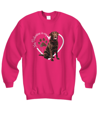 Valentine Chocolate Lab Sweatshirt, Chocolate Lab Mom, Valentine Heart Dog, Valentine Dog Sweatshirt, Gift for Dog Lover
