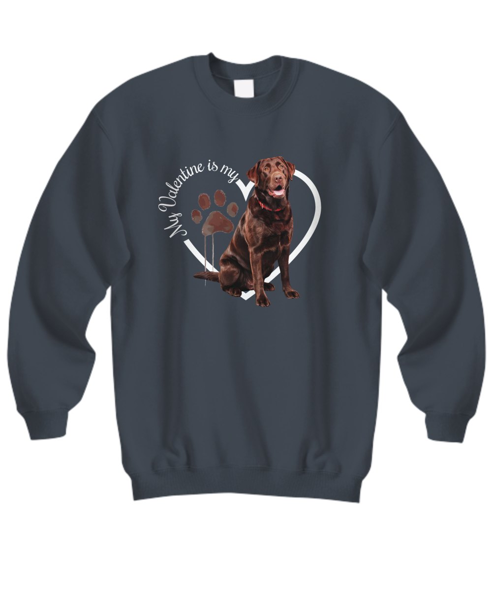 Valentine Chocolate Lab Sweatshirt, Chocolate Lab Mom, Valentine Heart Dog, Valentine Dog Sweatshirt, Gift for Dog Lover