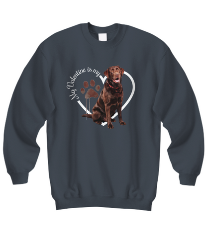 Valentine Chocolate Lab Sweatshirt, Chocolate Lab Mom, Valentine Heart Dog, Valentine Dog Sweatshirt, Gift for Dog Lover