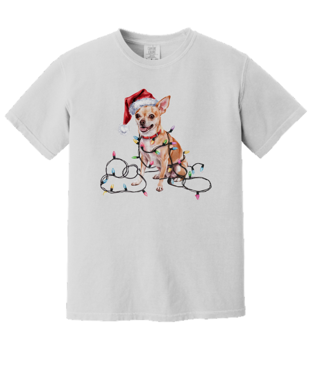 Christmas Chihuahua Shirt, Christmas Dog Tee, Christmas Lights Dog Tee, Chihuahua Mom Tshirt, Gift for Dog Lover, Chihuahua