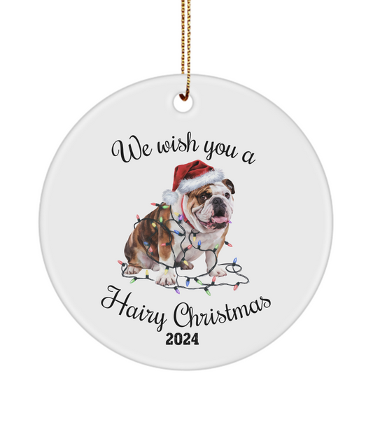 Christmas Bulldog Ornament, Bulldog Mom, Christmas Lights Dog Keepsake, Christmas Dog, Gift for Dog Lover, Bulldog