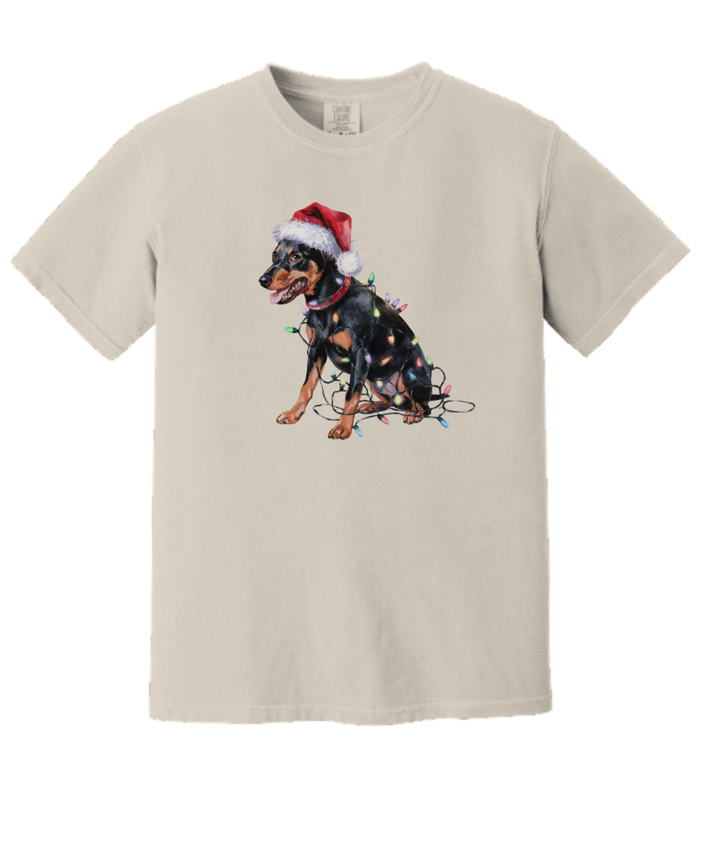 Christmas Miniature Pincher Shirt, Christmas Lights Dog Tee, Christmas Dog Tee, Miniature Pincher Mom Tshirt, Gift for Dog Lover