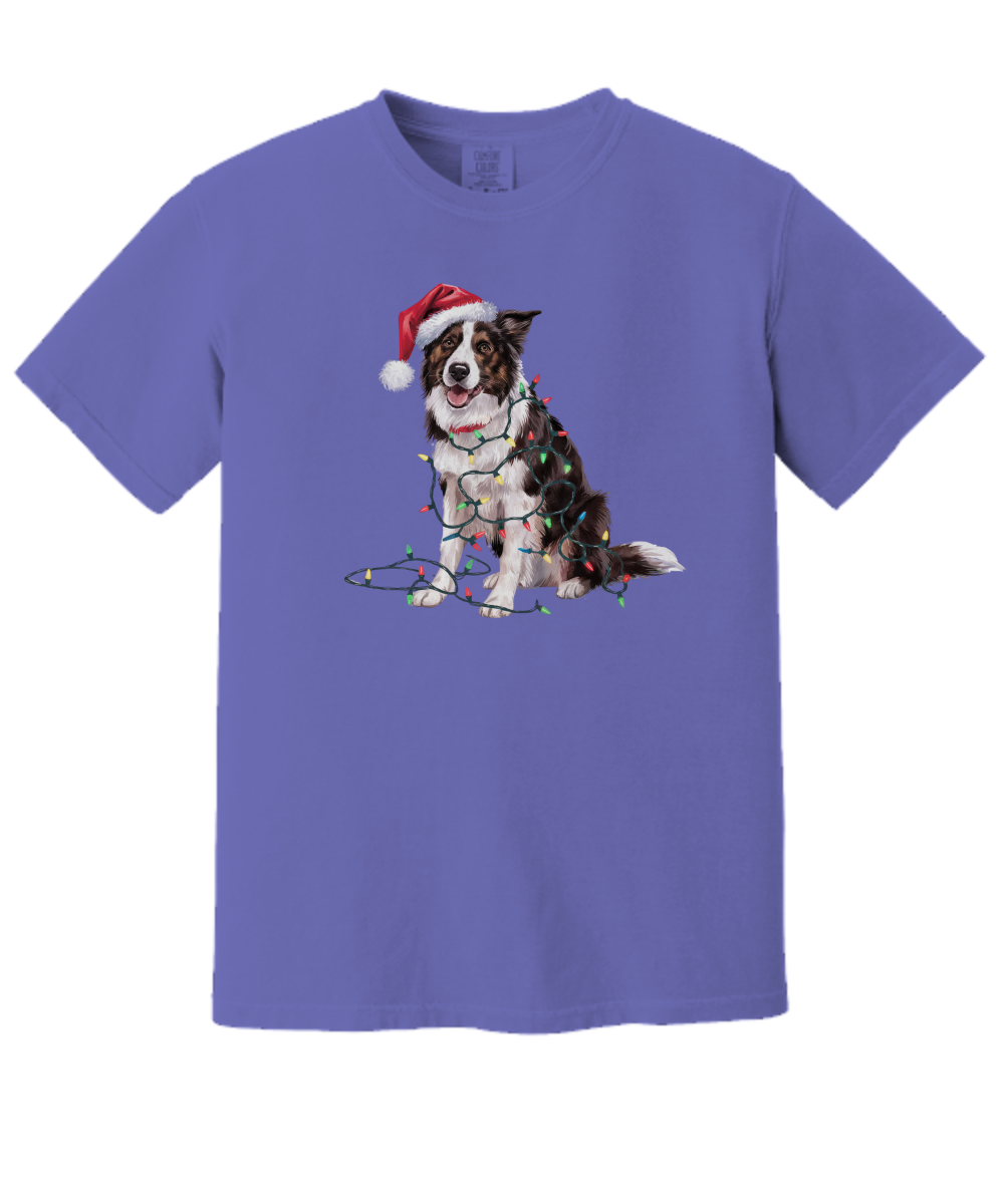 Christmas Border Collie Shirt, Christmas Lights Dog Tee, Christmas Dog Tee, Border Collie Mom Tshirt, Gift for Dog Lover, Border Collie