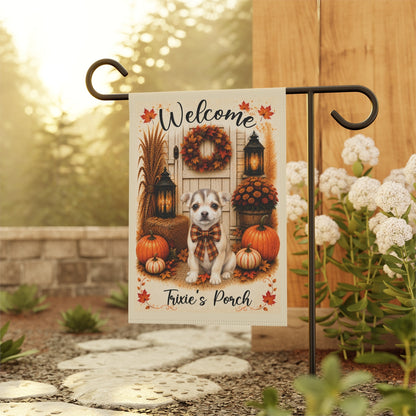 Personalized Fall Garden Flag with Pet Photo, Custom Welcome Yard Flag, Farmhouse Autumn Porch Decor