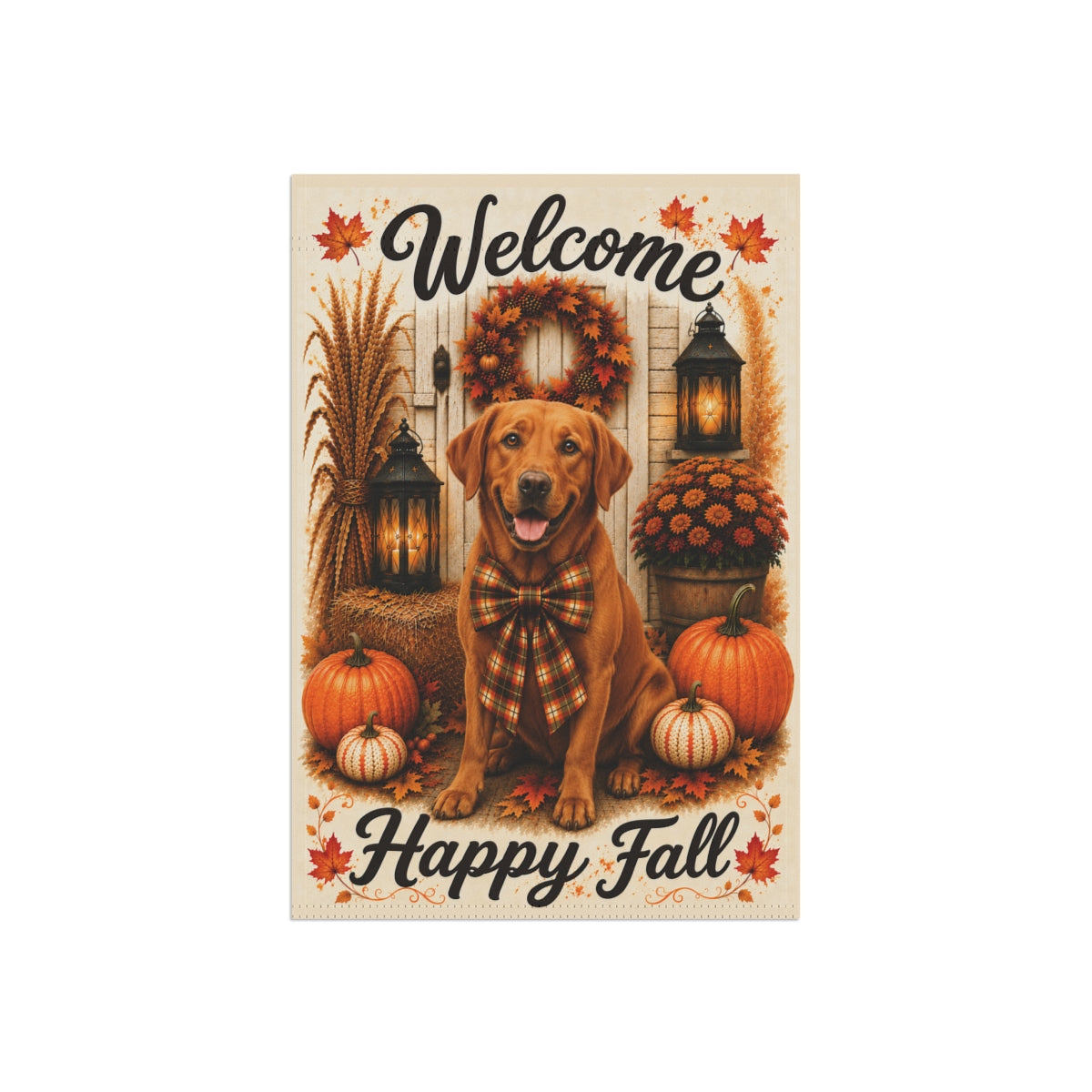Fox Red Lab Welcome Fall Garden Flag, Autumn Labrador Porch Decor, Fox Red Labrador Gift