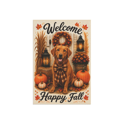 Fox Red Lab Welcome Fall Garden Flag, Autumn Labrador Porch Decor, Fox Red Labrador Gift