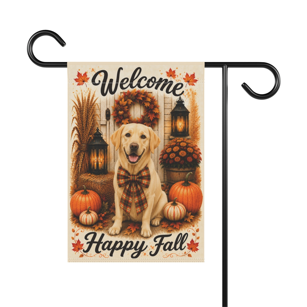 Yellow Lab Welcome Fall Garden Flag, Autumn Labrador Porch Decor, Yellow Labrador Gift