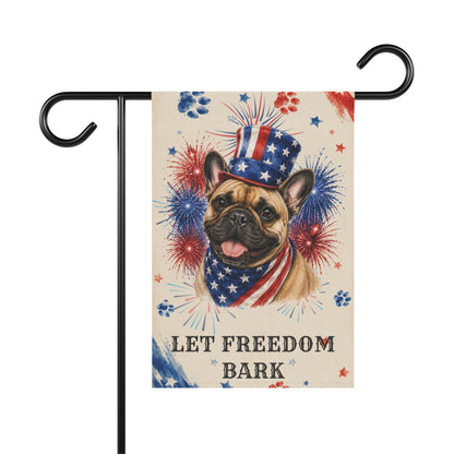 Patriotic French Bulldog Garden Flag, Let Freedom Bark