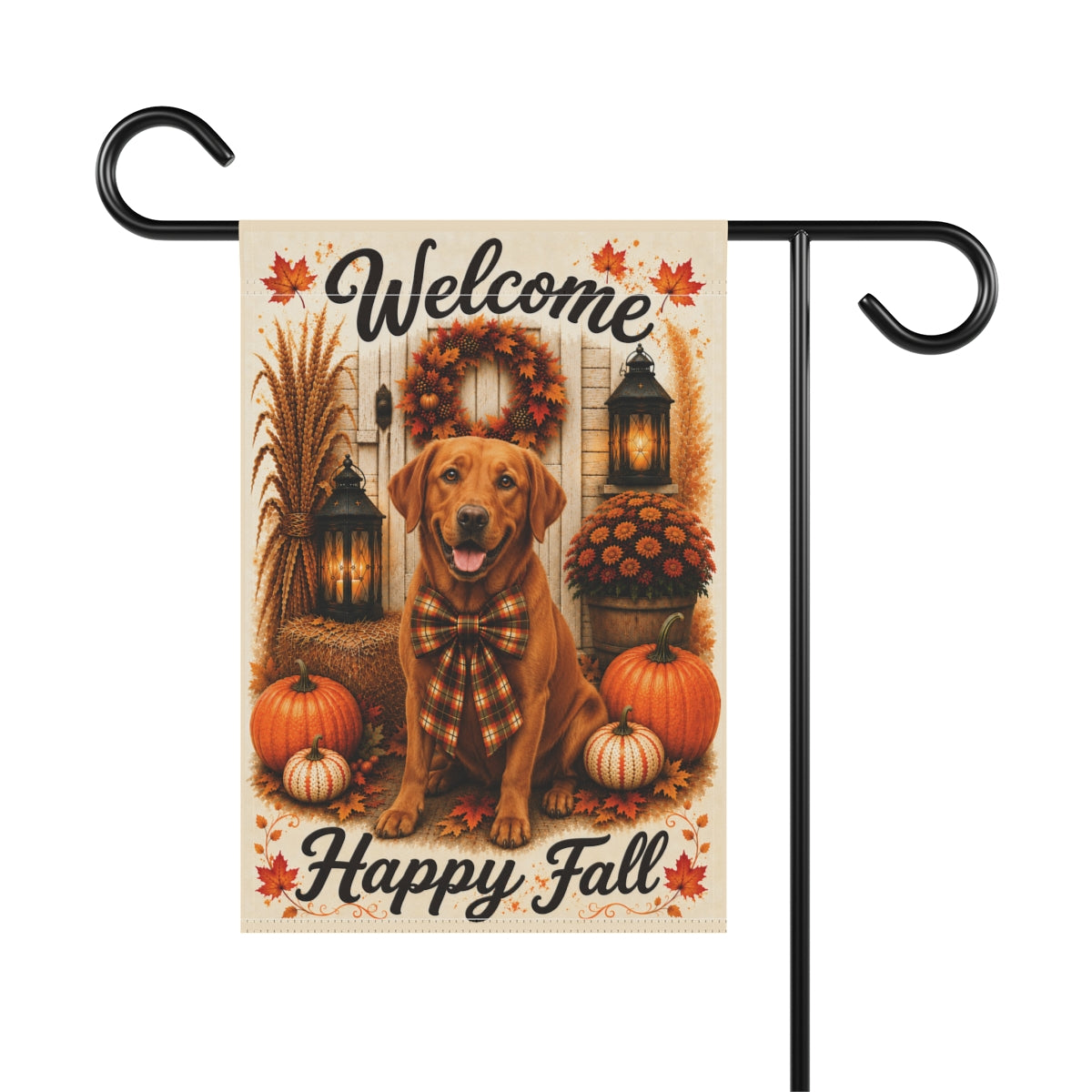Fox Red Lab Welcome Fall Garden Flag, Autumn Labrador Porch Decor, Fox Red Labrador Gift