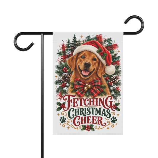 Fox Red Lab Christmas Garden Flag, Fetching Christmas Cheer