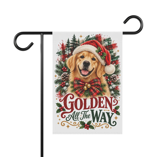 Golden Retriever Christmas Garden Flag, Golden All the Way