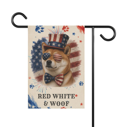 Patriotic Red Shiba Inu Garden Flag, Red White and Woof