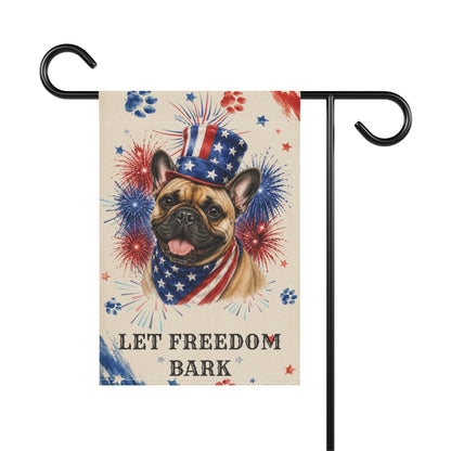 Patriotic French Bulldog Garden Flag, Let Freedom Bark