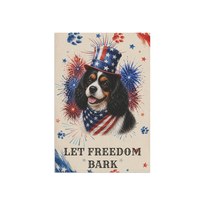 Patriotic Tri Color Cavalier Garden Flag, Let Freedom Bark