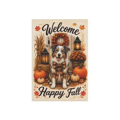 Australian Shepherd Welcome Fall Garden Flag, Autumn Dog Porch Decor, Aussie Lover Gift