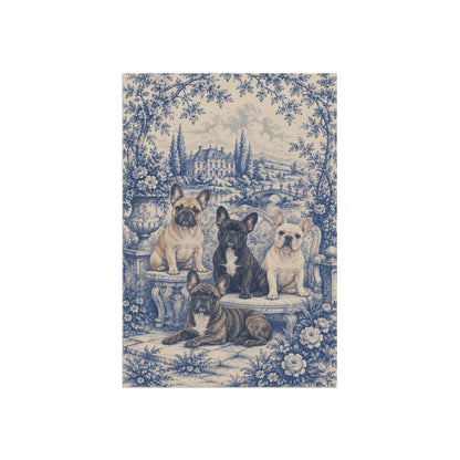 French Bulldog Garden Flag, Blue Toile Frenchie Yard Decor, Frenchie Mom Gift, Garden Banner