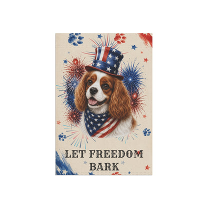 Patriotic Blenheim Cavalier Garden Flag, Let Freedom Bark