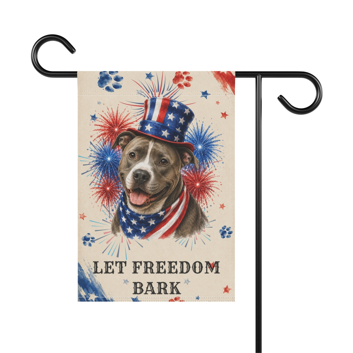 Patriotic Pitbull Garden Flag, Let Freedom Bark