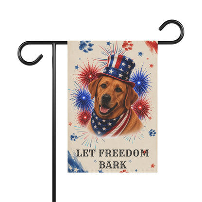 Patriotic Fox Red Lab Garden Flag, Let Freedom Bark
