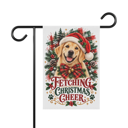 Yellow Lab Christmas Garden Flag, Fetching Christmas Cheer