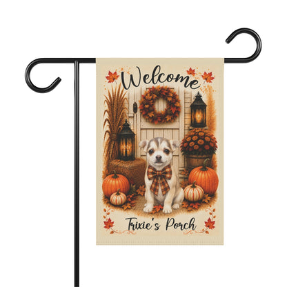 Personalized Fall Garden Flag with Pet Photo, Custom Welcome Yard Flag, Farmhouse Autumn Porch Decor