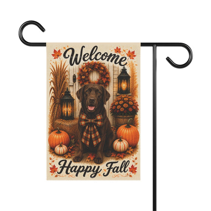 Chocolate Lab Welcome Fall Garden Flag, Autumn Labrador Porch Decor, Chocolate Labrador Gift