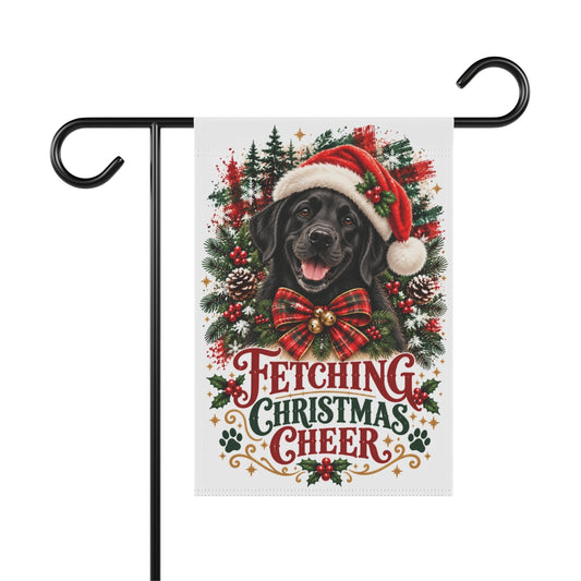 Black Lab Christmas Garden Flag, Fetching Christmas Cheer