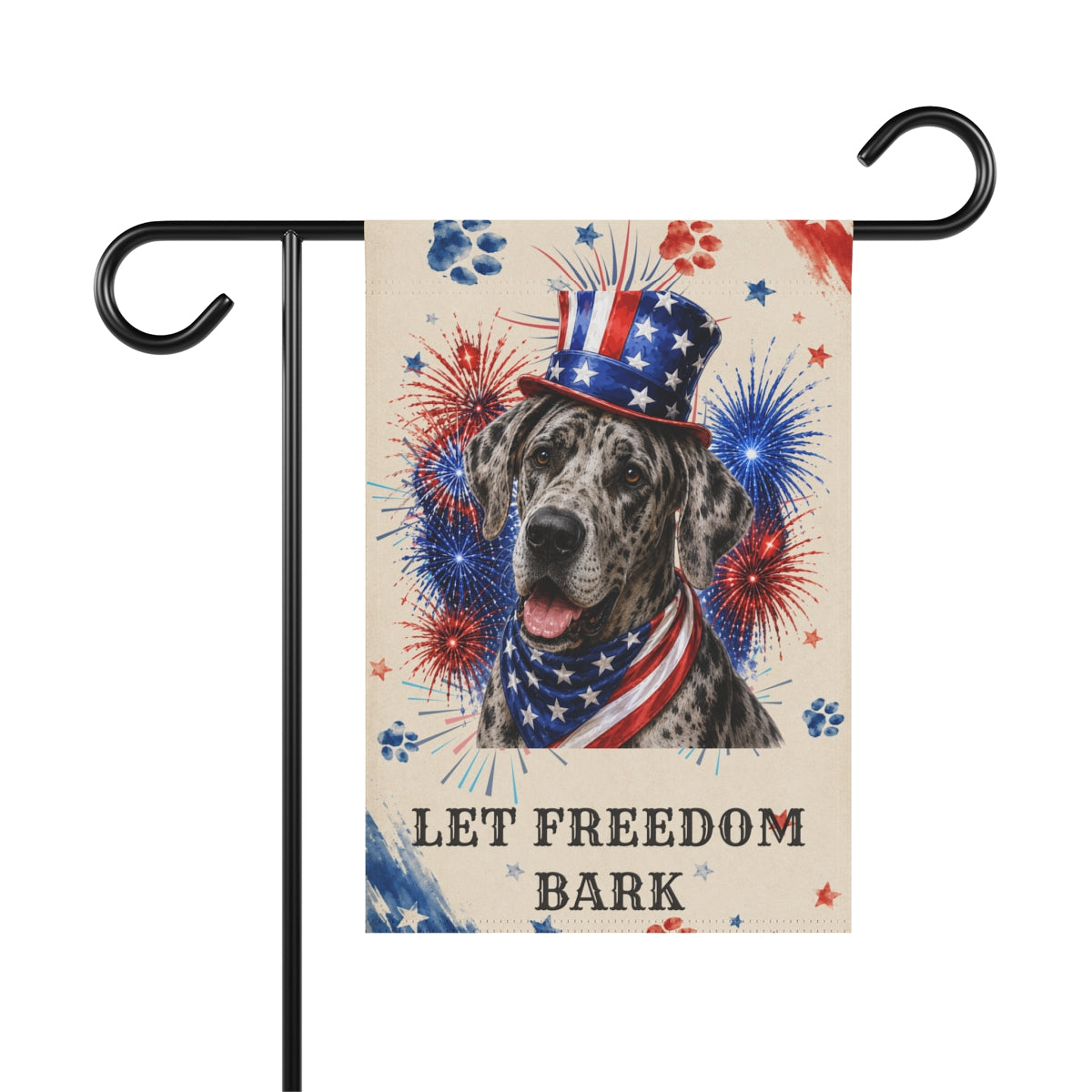 Patriotic Great Dane Garden Flag, Let Freedom Bark