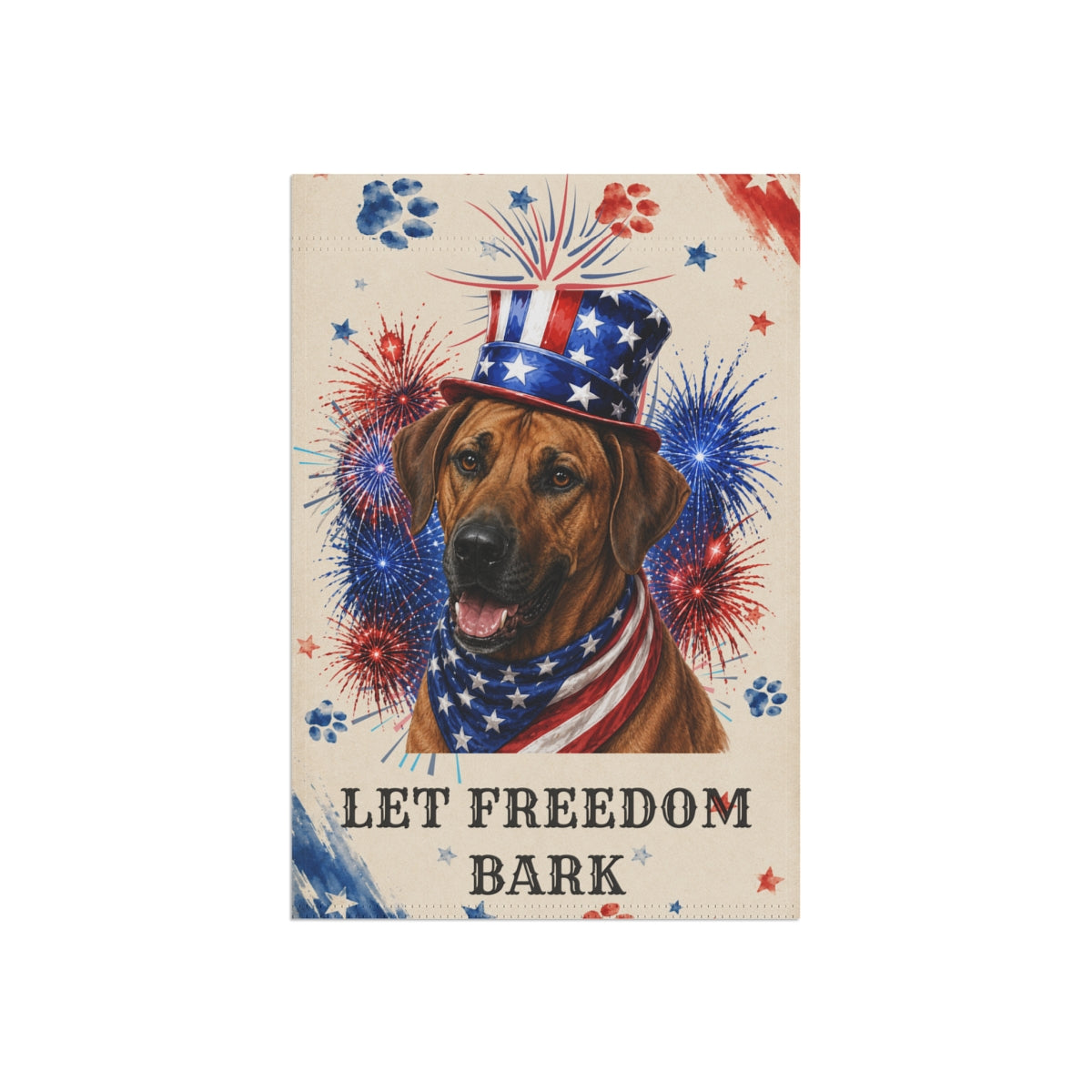 Patriotic Rhodesian Ridgeback Garden Flag, Let Freedom Bark