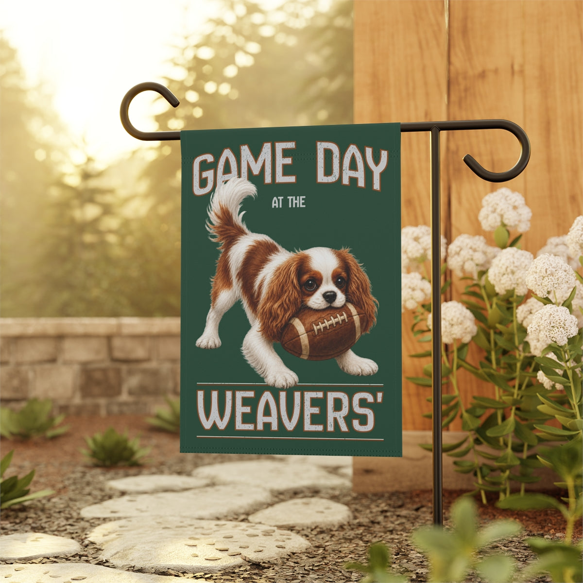 Personalized Blenheim Cavalier Garden Flag, Game Day Football Yard Decor Gift