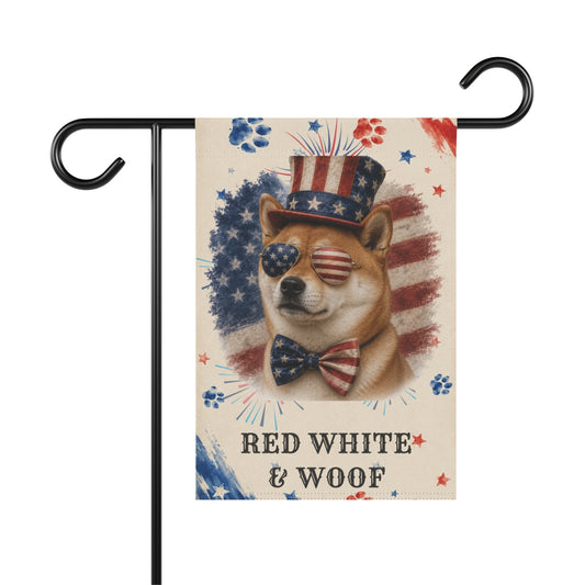 Patriotic Red Shiba Inu Garden Flag, Red White and Woof