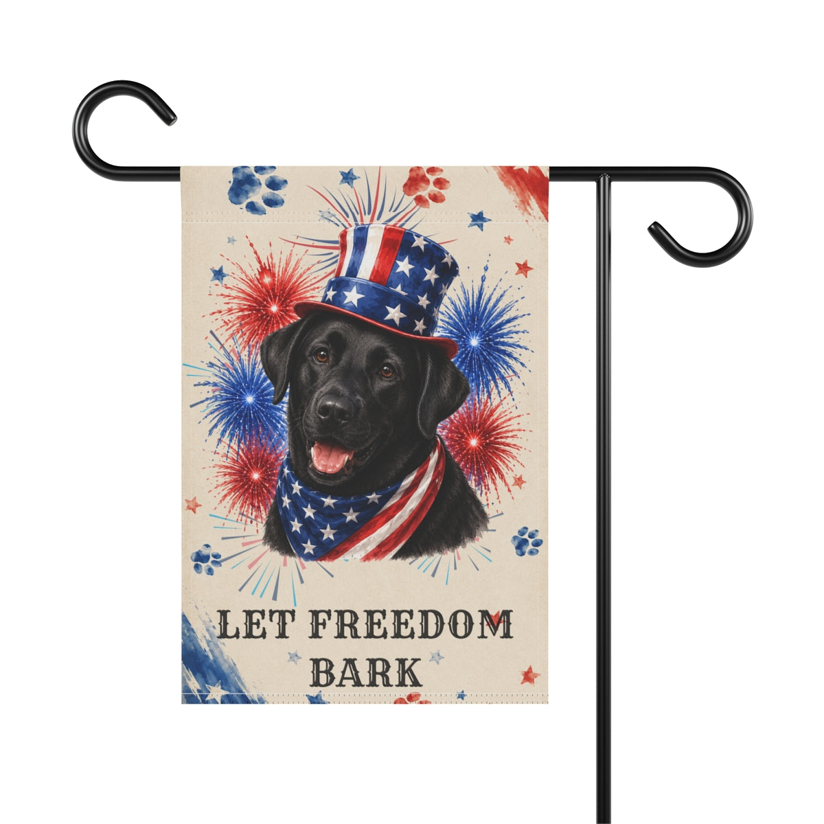 Patriotic Black Lab Garden Flag, Let Freedom Bark