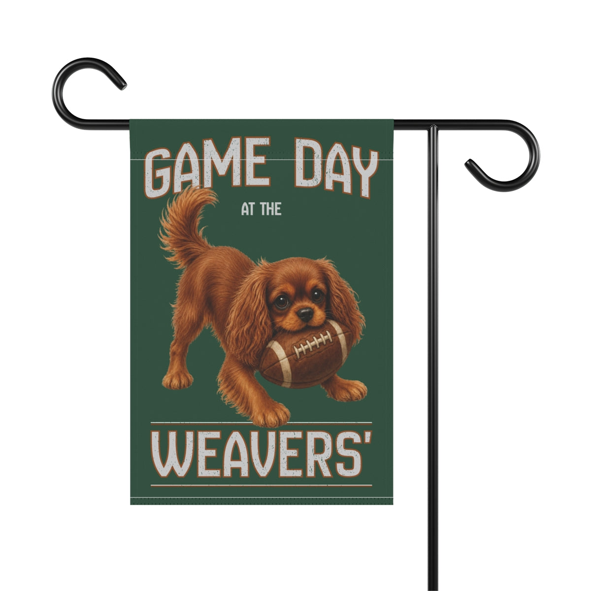Personalized Ruby Cavalier Garden Flag, Game Day Football Yard Decor Gift